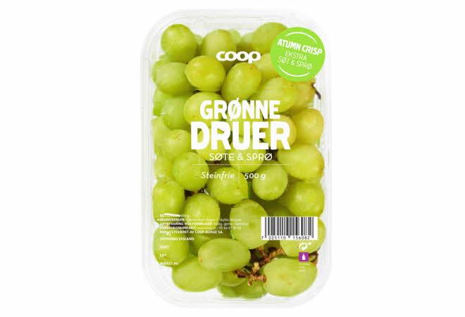 En pakke med grønne druer fra Coop