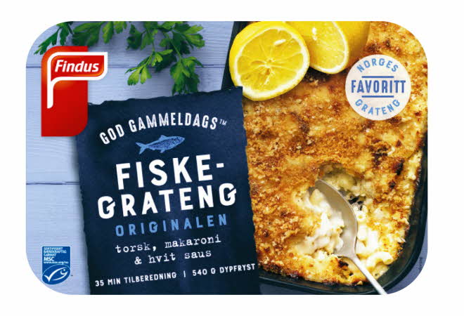 En pakke med Findus God gammeldags fiskegrateng