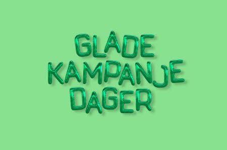 glade kampanjedager skrevet med grønne folieballonger