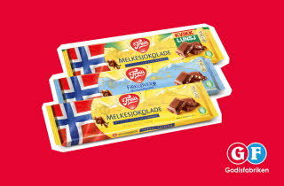 Tre store sjokoladeplater fra Freia