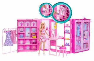 Barbie med garderobe