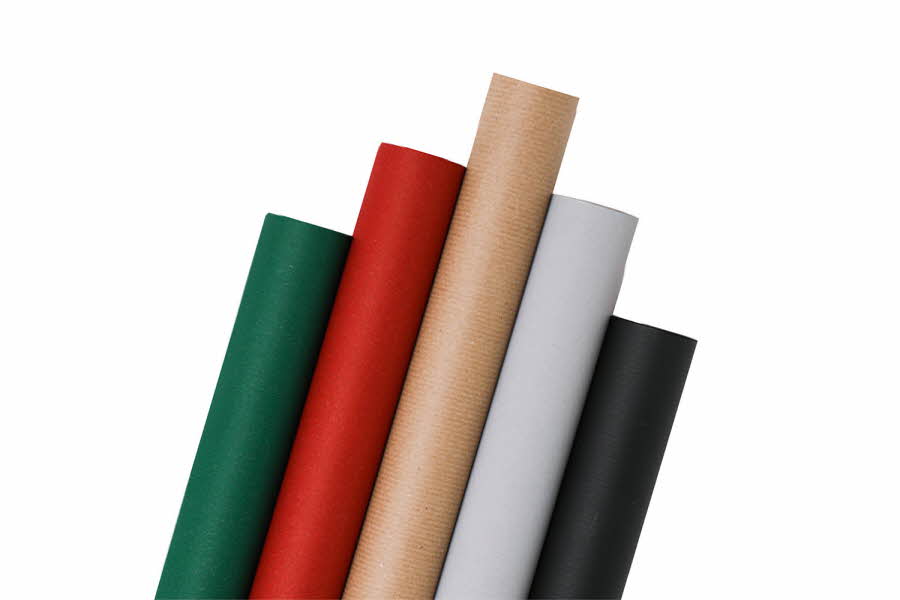 Gavepapir rull i ulike farger