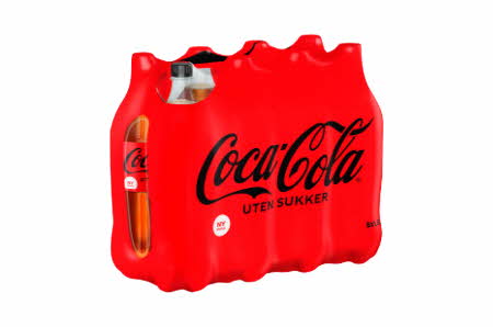 8-pakning med Coca-Cola uten sukker 1,5 liter
