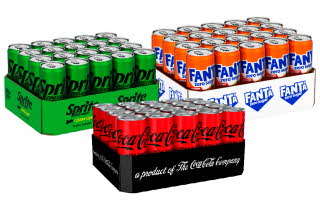 Tre pakker brus: Sprite Zero, Fanta Zero og Coca-Cola uten sukker.