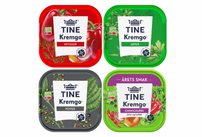 Fire Kremgo med forskjellige smaker