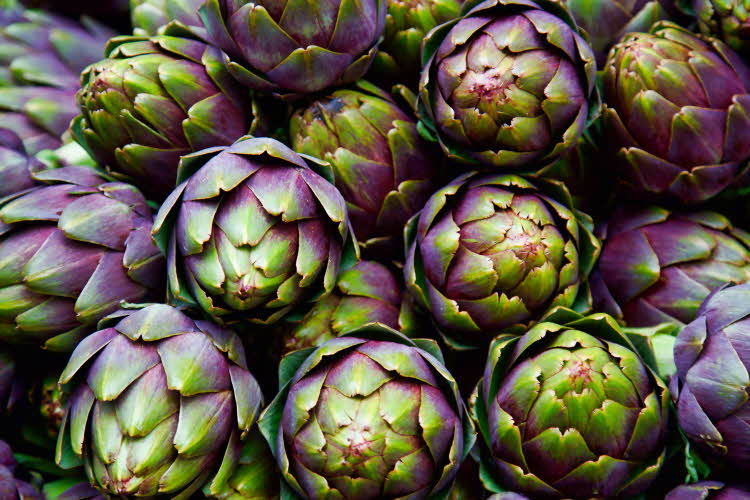 Flere artisjokker ovenfra
