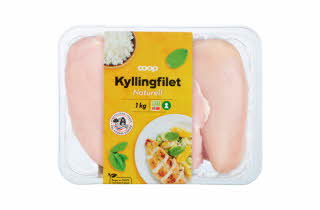 En pakke med kyllingfilet naturell 1 kg.