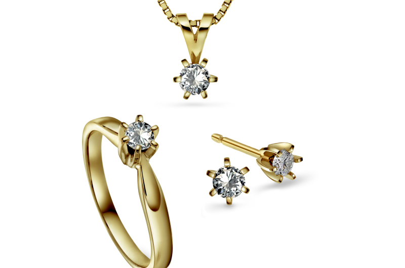 gullring med diamant, smykke med diamant, øredobber, med diamant
