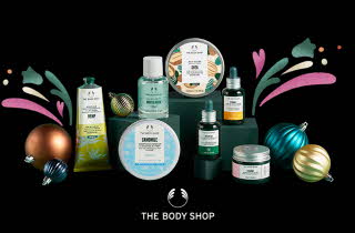 Et utvalg av diverse The Body Shop-produkter.