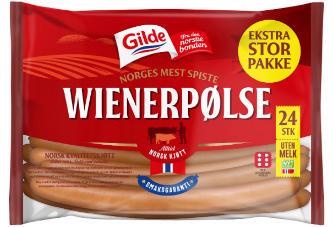 bilde av en pakke med wienerpølse fra gilde