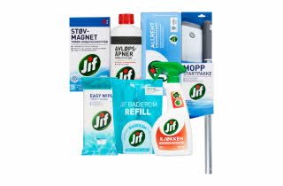 Mange forskjellige vaskemiddel produkter fra Jif