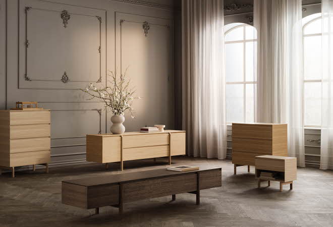 stue med oppbevarings møbler