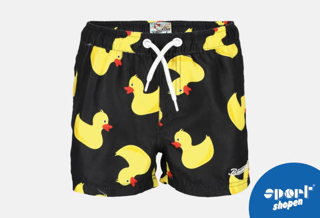 Et par badeshorts til barn med badeender på fra Blount and Pool