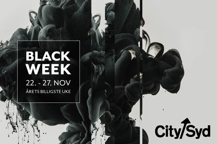 Mørk røyk med teksten "Black Week - 22.-27. nov" med logoen til City Syd