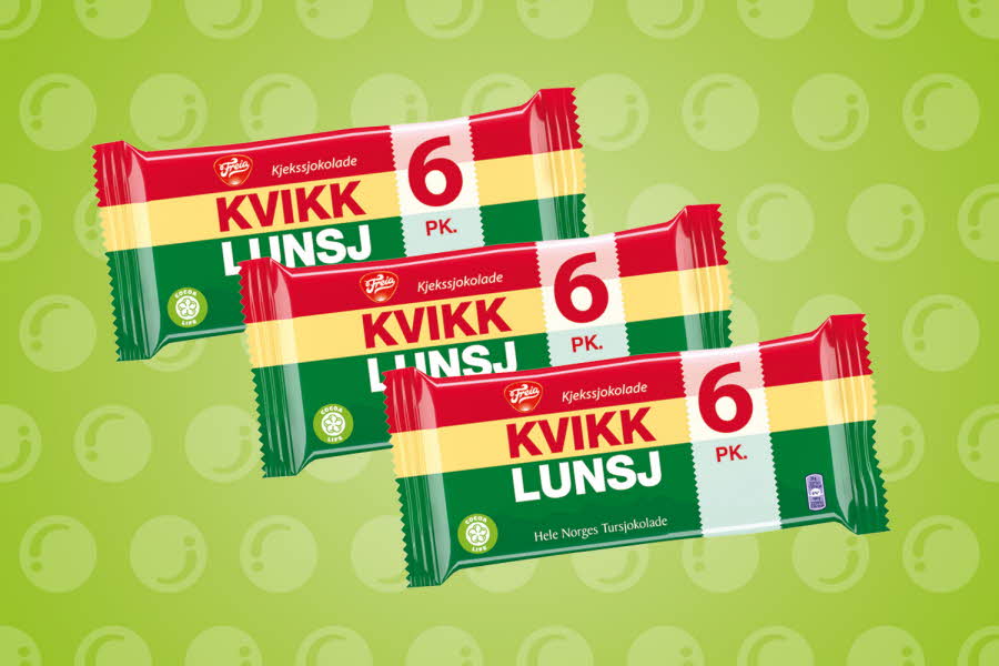 Tre pakker med 6-pakk Kvikk Lunsj 282 g