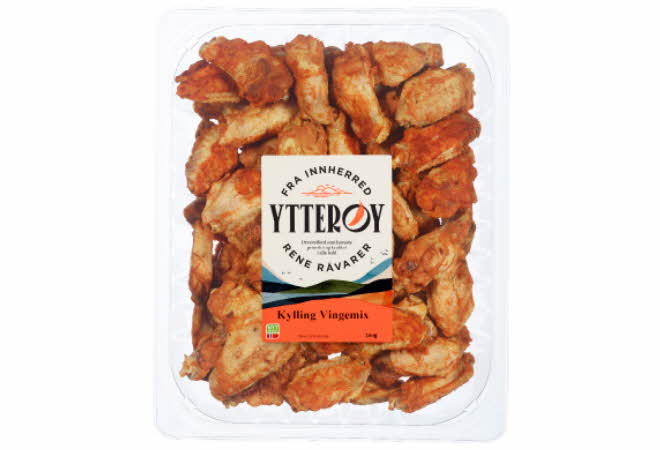 En pakning Ytterøy kyllingvingemiks.