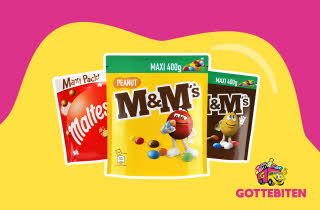 Tre poser med M&M's og Malteser's