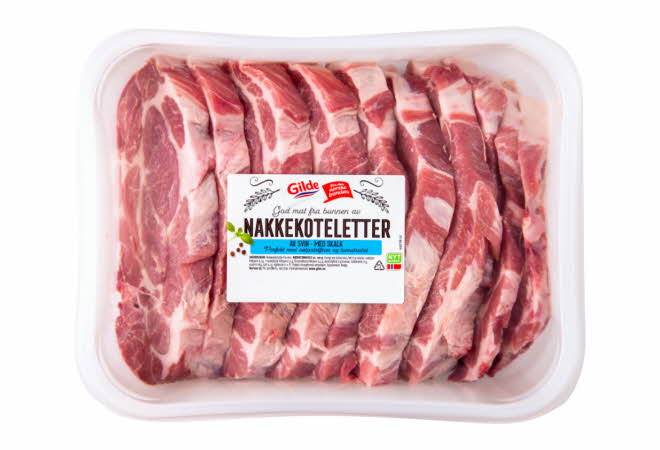 En pakke med nakkekoteletter fra Gilde