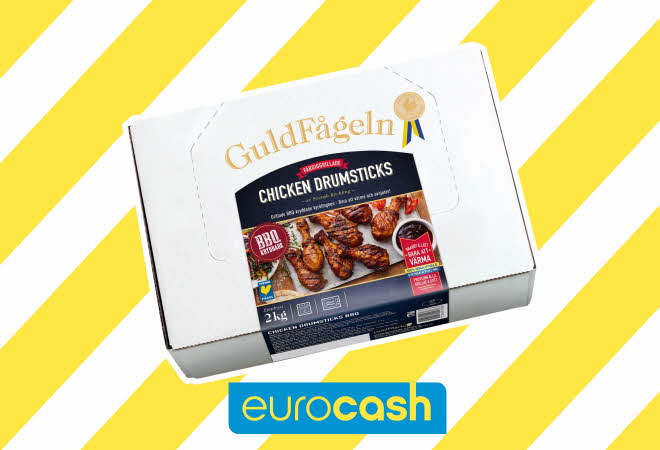 en låda chicken drumsticks