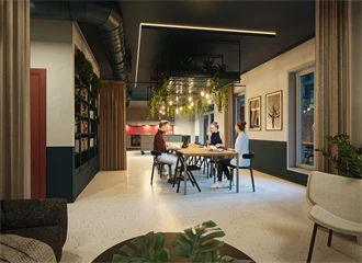 Illustrasjon av felles selskapslokale på Skårerløkka PREMIUM