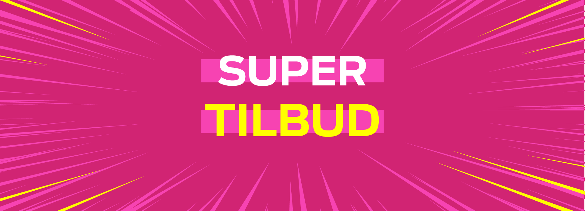 Grafisk rosa bilde med teksten "super tilbud"