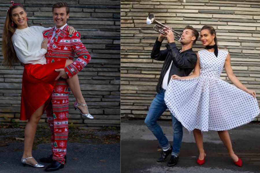 2 bilder av et par dansere