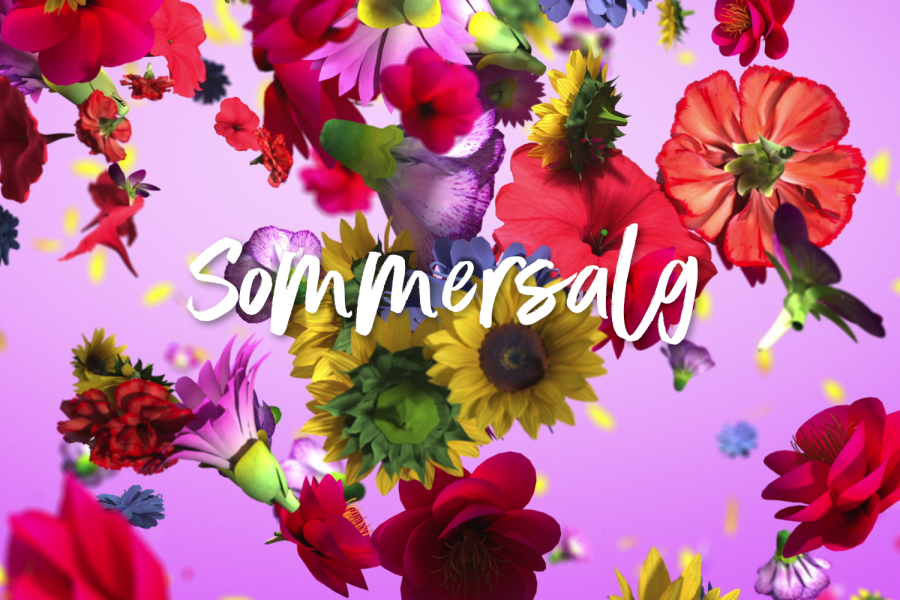 bilde av masse blomster og teksten: Sommersalg