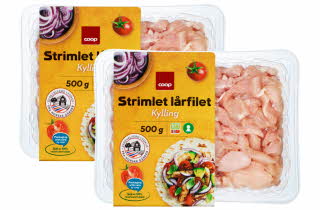 Bilde av to coop strimlet lårfilet av kylling