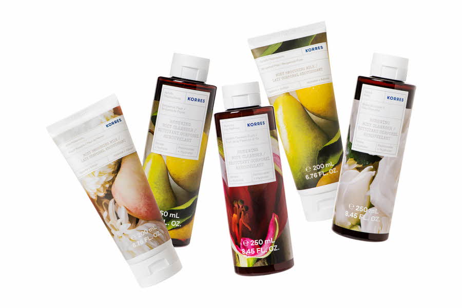 diverse flasker med body lotion og shower gel