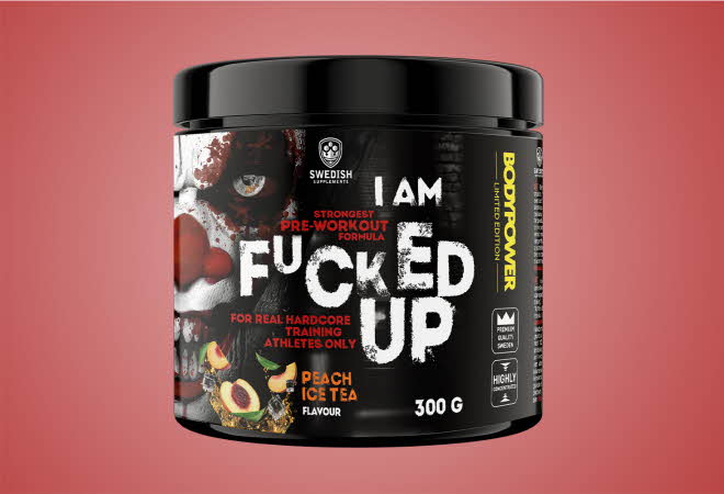 En svart boks med Preworkout fra Swedish Supplements.