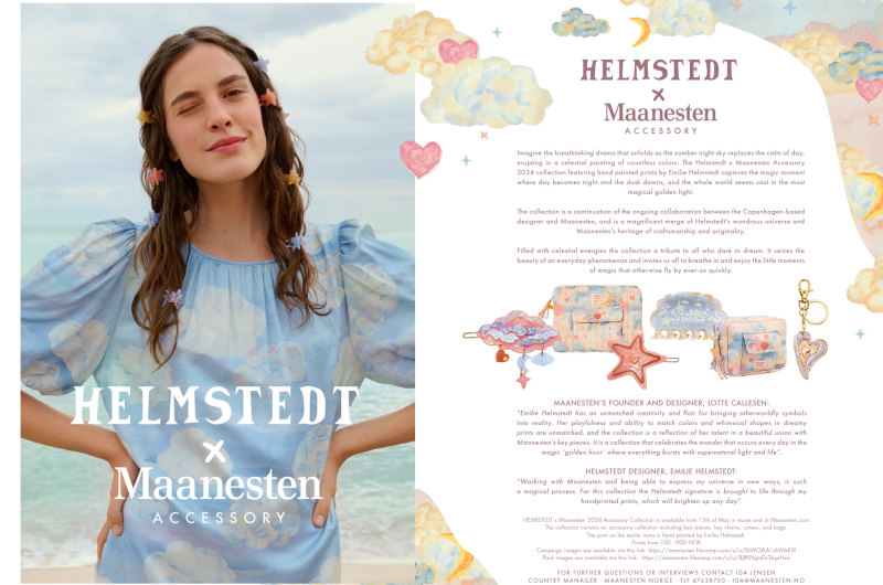 HelmstedxMaanesten annonse for accessories, priser fra nkr 900