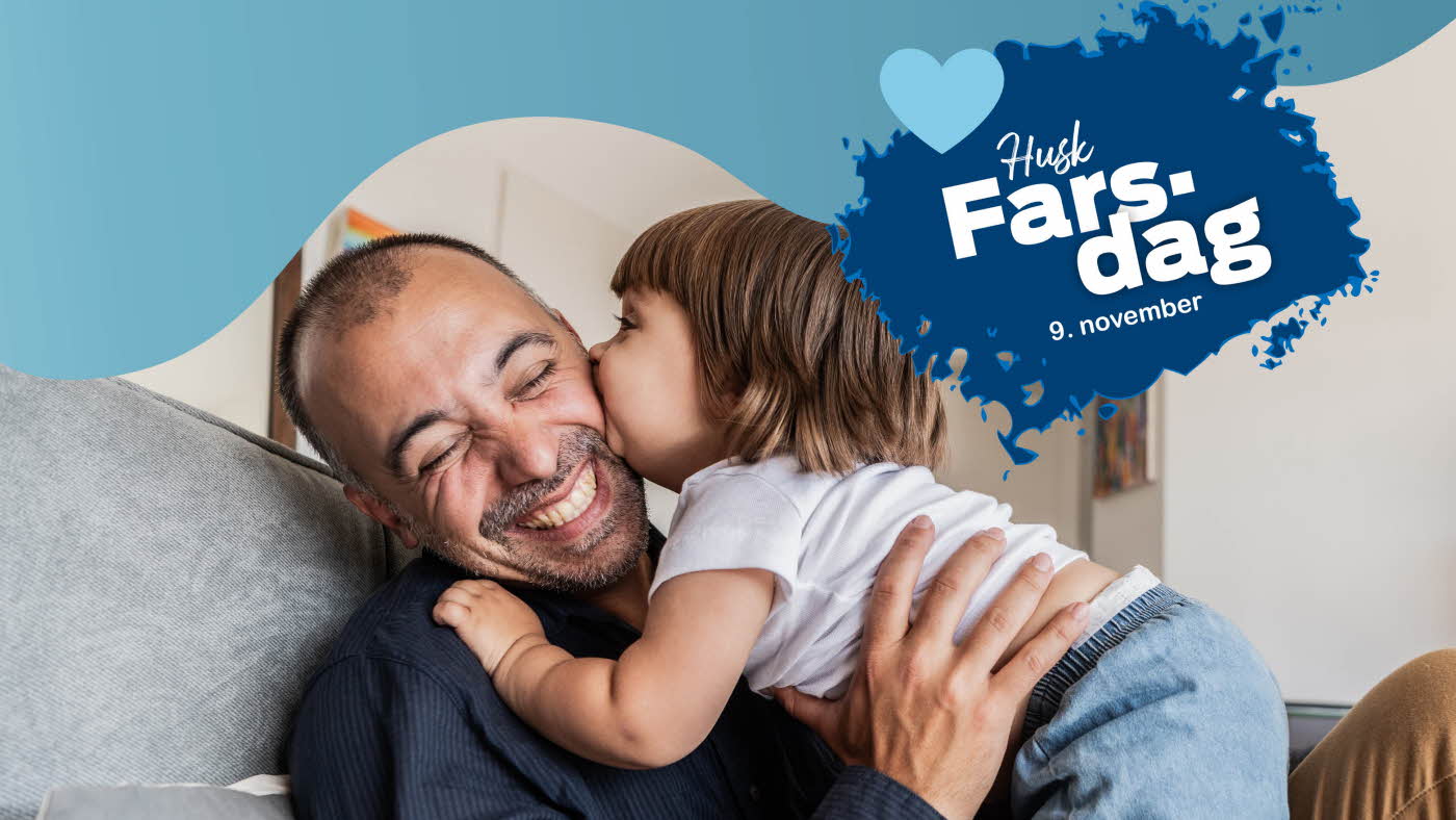 Barn som kysser sin far på kinnet