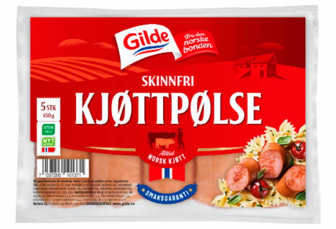En pakke med Gilde kjøttpølse