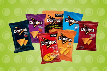 7 poser Doritos i ulike smaker
