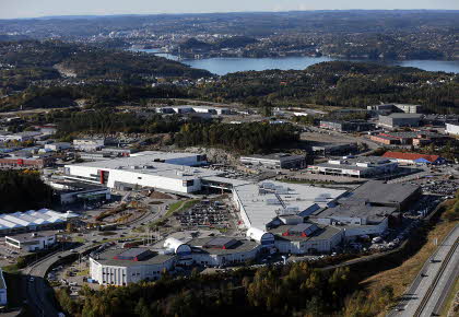 Oversiktsbilde av Sørlandssenteret og nærområdet