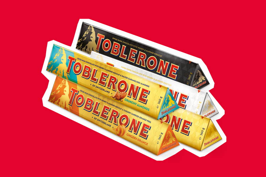 Et utvalg av Toblerone sjokolader