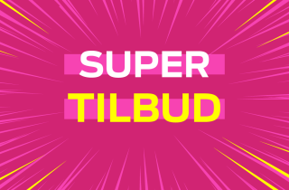 Grafisk rosa bilde med teksten "super tilbud"