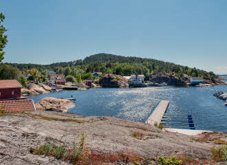 Bilde av skjærgården utenfor området med boligprosjektet Lervik i Strømstad, Sverige.