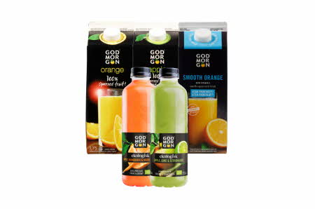 Fem forskjellige juice produkter fra God Morgon