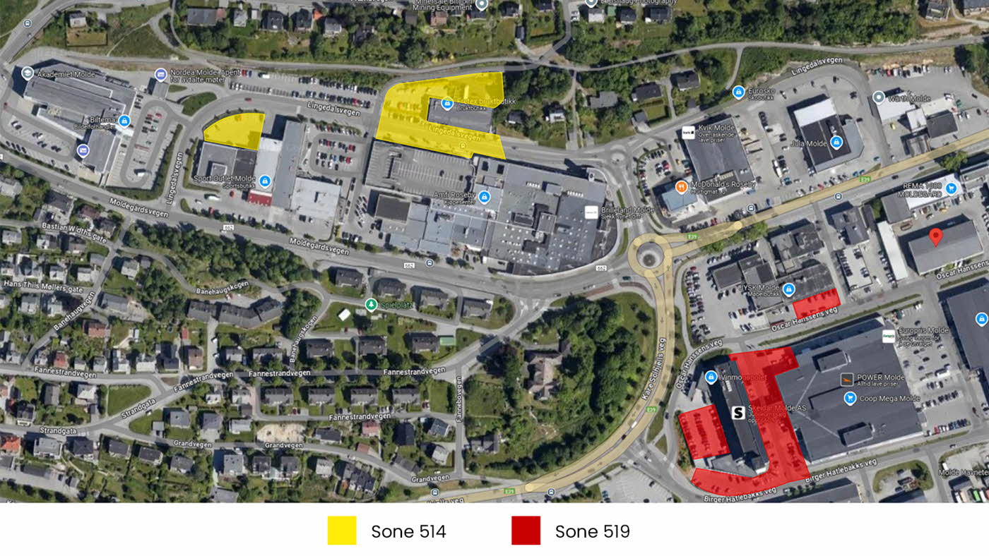 Bilde over AMFI Roseby som markerer soneparkering