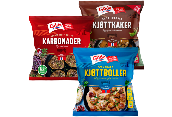 bilde av 3 ulike kjøttboller fra gilde