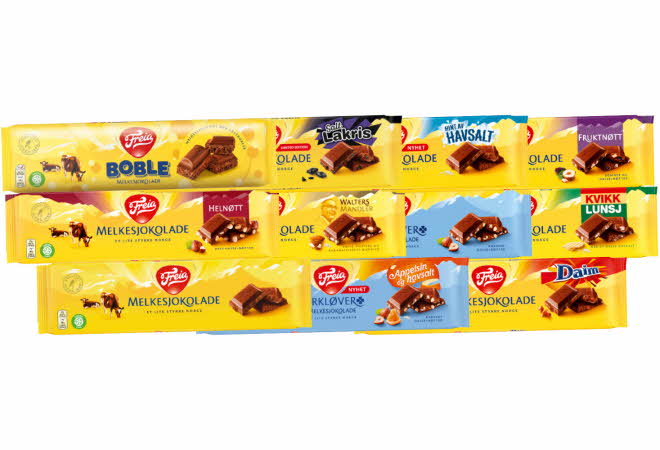 11 varianter av Freia sjokoladeplater