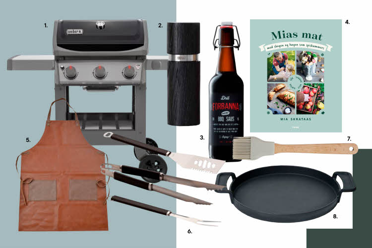 Bilde av griller, redskap og tilbehør til å lage mat ute