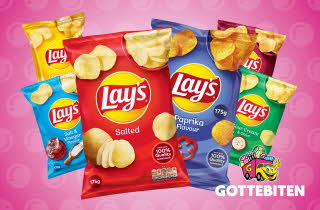 Et utvalg av Lay's potetchips poser