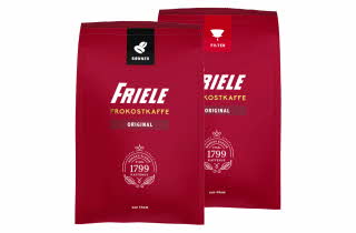 Friele filtermalt og Friele hele bønner frokostkaffe poser