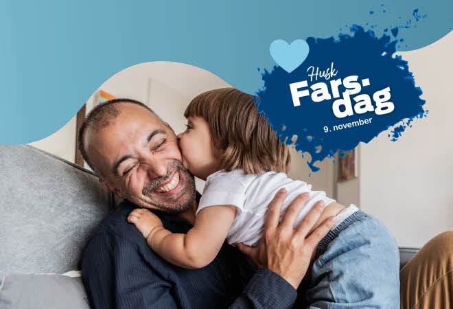 Barn som kysser sin far på kinnet