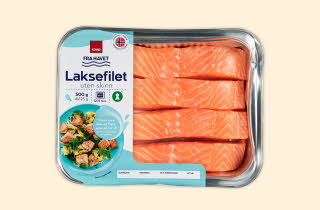 En pakke med laksefilet