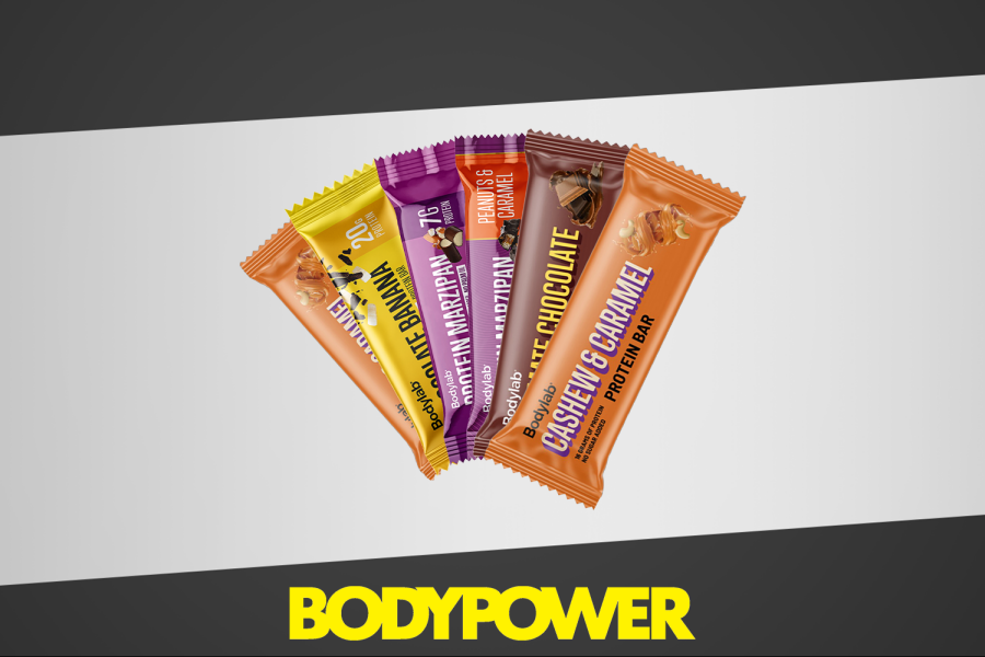 Et utvalg proteinbarer fra Bodylab