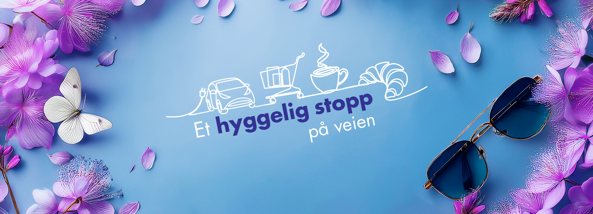 Grafisk bilde med teksten "Et hyggelig stopp på veien"
