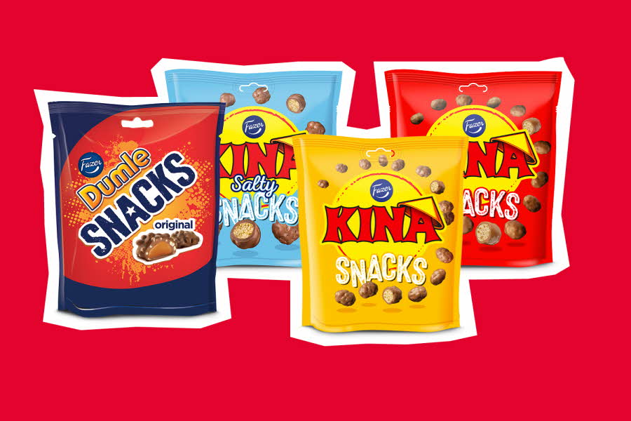 Et utvalg av Dumle- og Kina snacks